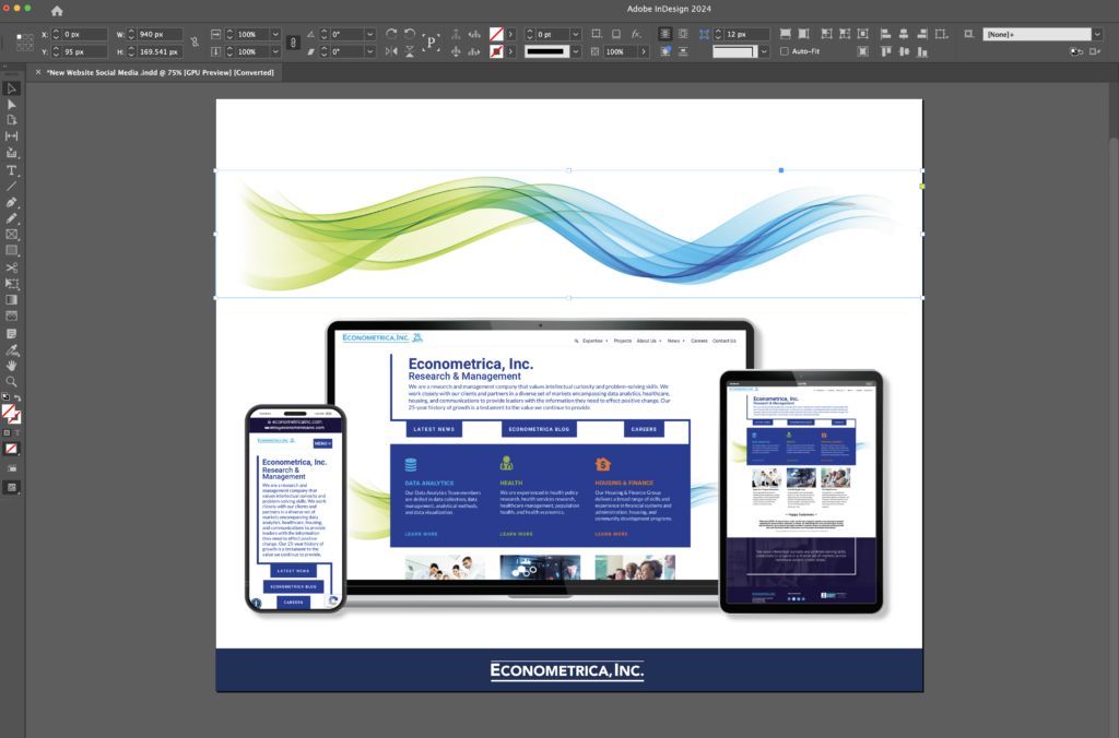 Social Media Post Template - Wave Graphic