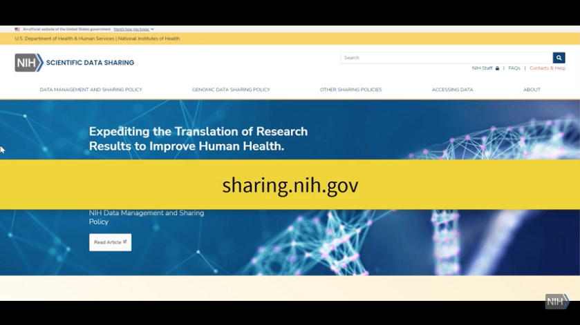 NIH Launches a New Scientific Data Sharing Website