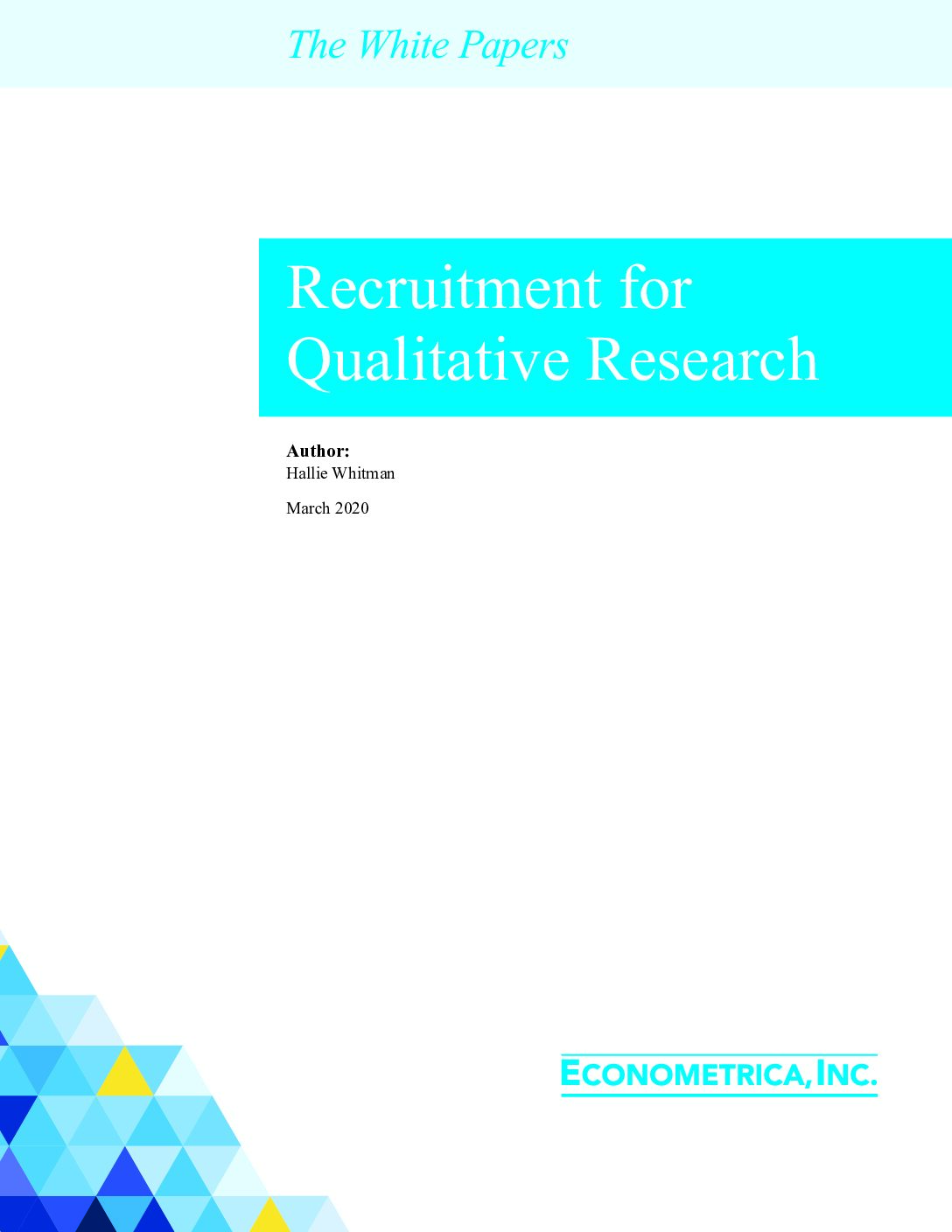Recruitment for Qualitative Research White Paper March2020 1 pdf