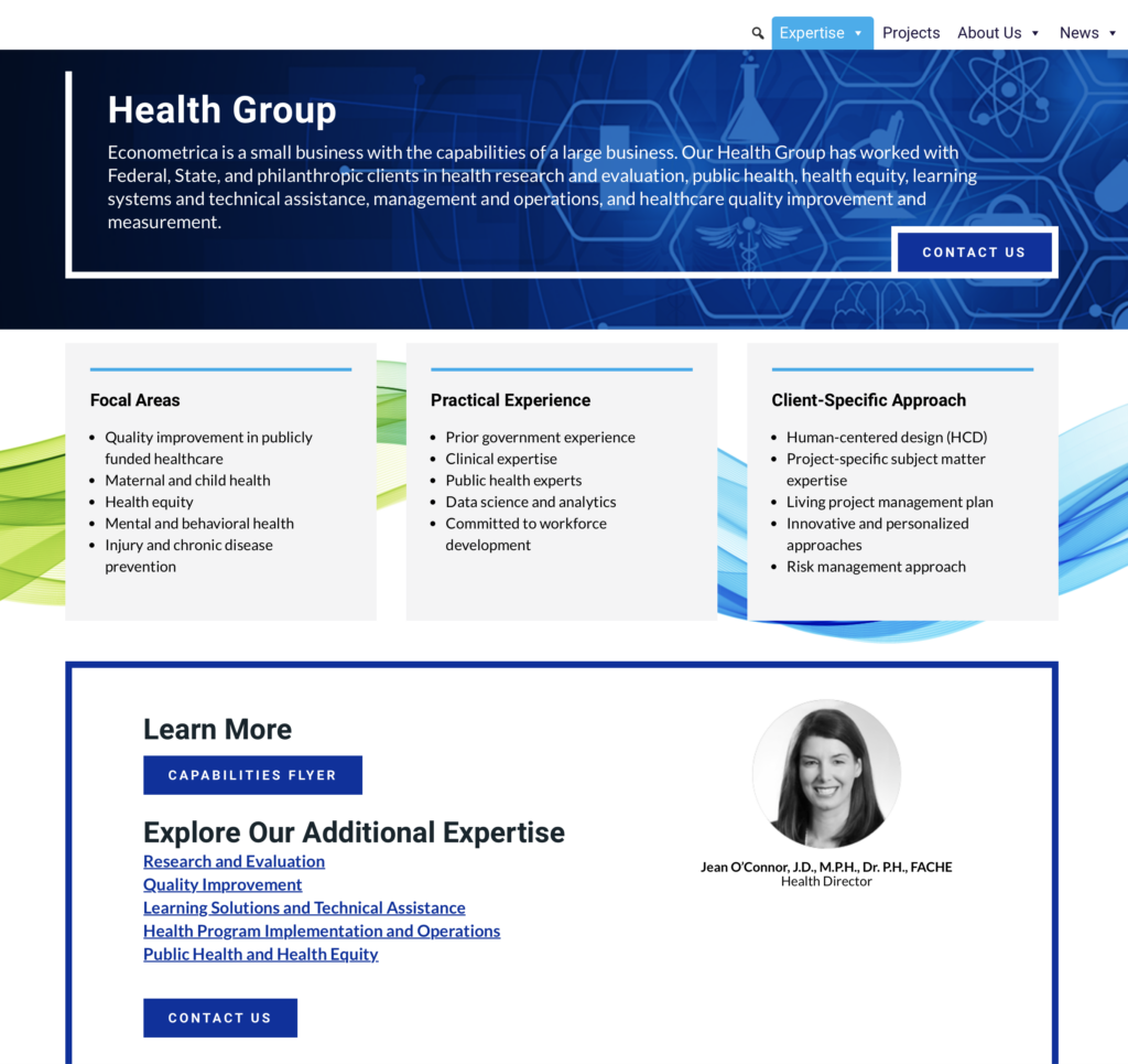 Health Group website page